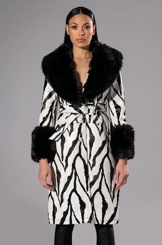 Casual Chic TRES ZEBRA FAUX FUR COAT