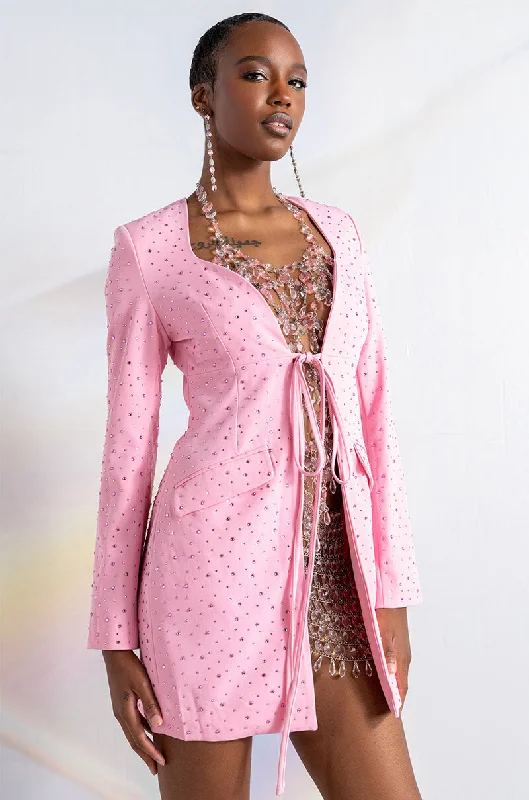 Chic Lounge DEEP PLUNGE TIE FRONT BDAY BLAZER