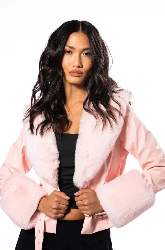 Trends MADDIE Y2K BLACK FUR TRIM BLAZER