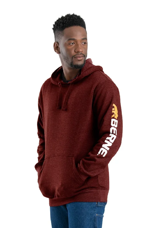 Elegant Comfort Berne Mens Brick Cotton Blend Signature Sleeve Hooded Pullover