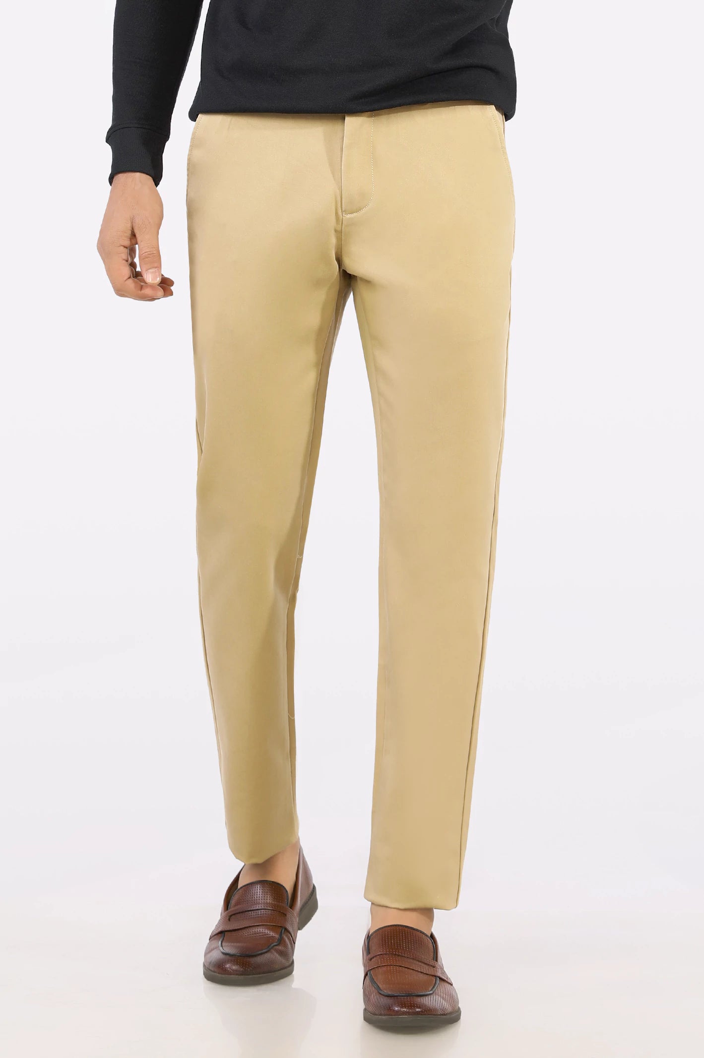 Simple Style Beige Smart Fit Cotton Chino
