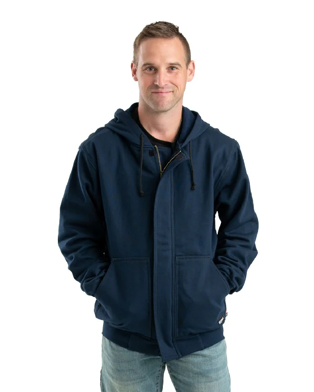 Daily Comfort Berne Mens FR Zip Front NFPA 2112 Navy 100% Cotton Hoodie