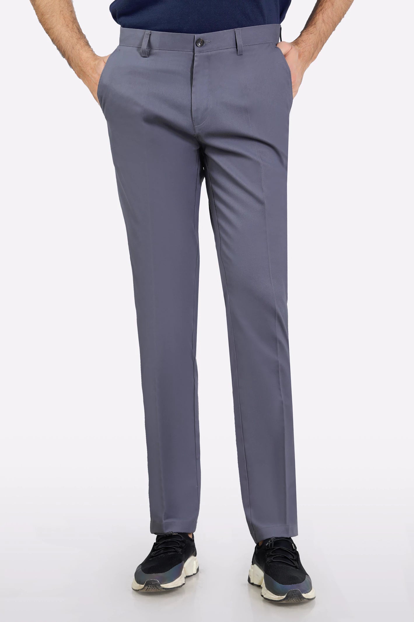 Street Charm Grey Regular Fit Cotton Trouser