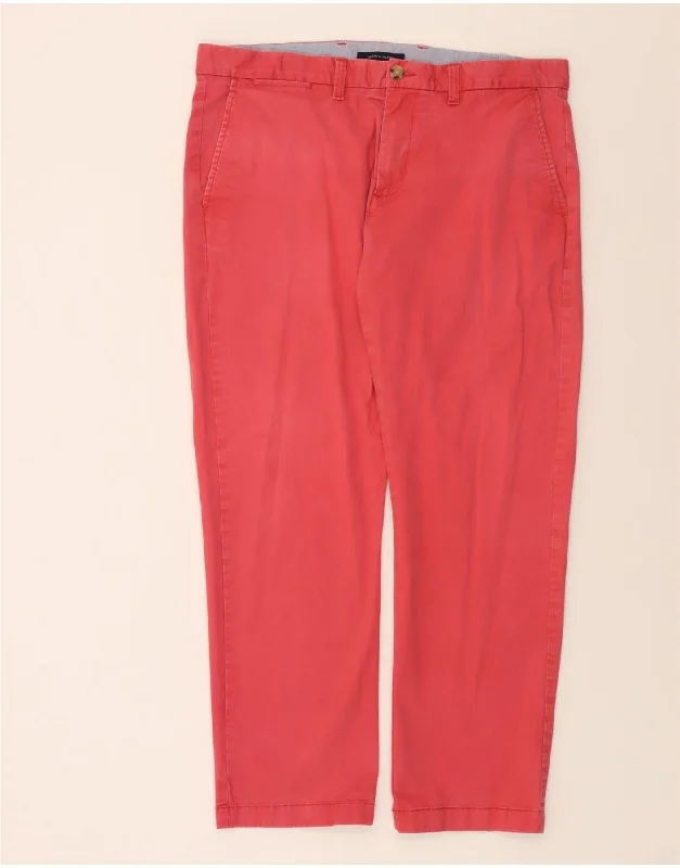 Slightly Flared Design TOMMY HILFIGER Mens Slim Chino Trousers W36 L30 Pink Cotton