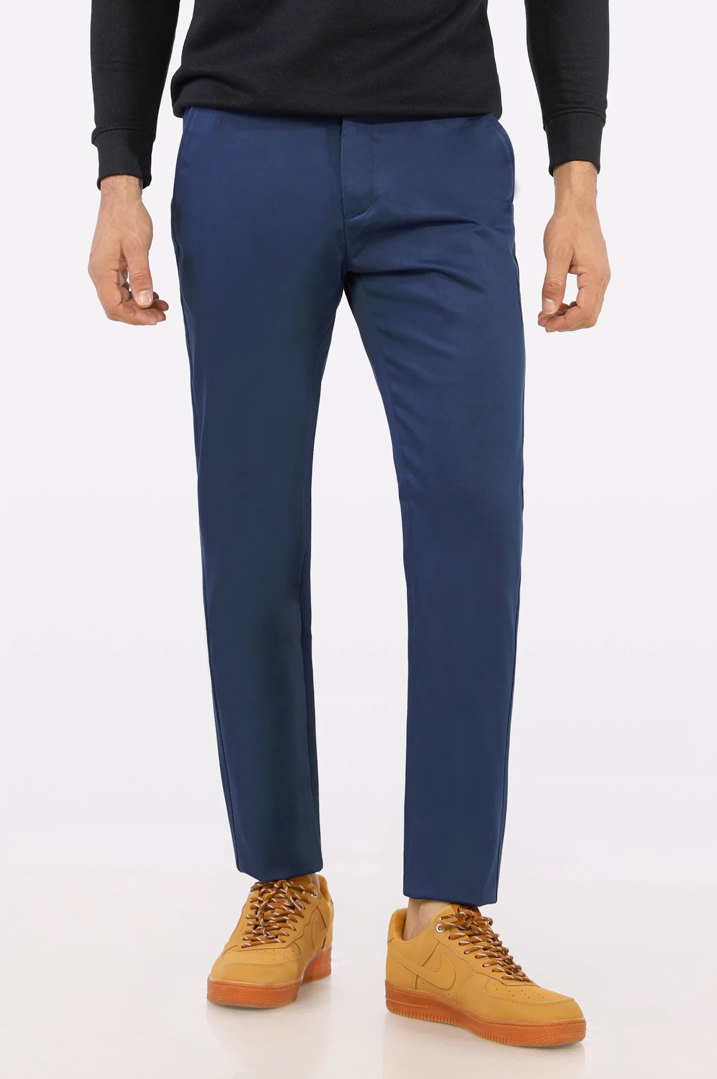 Cozy Fashions Navy Blue Smart Fit Cotton Chino