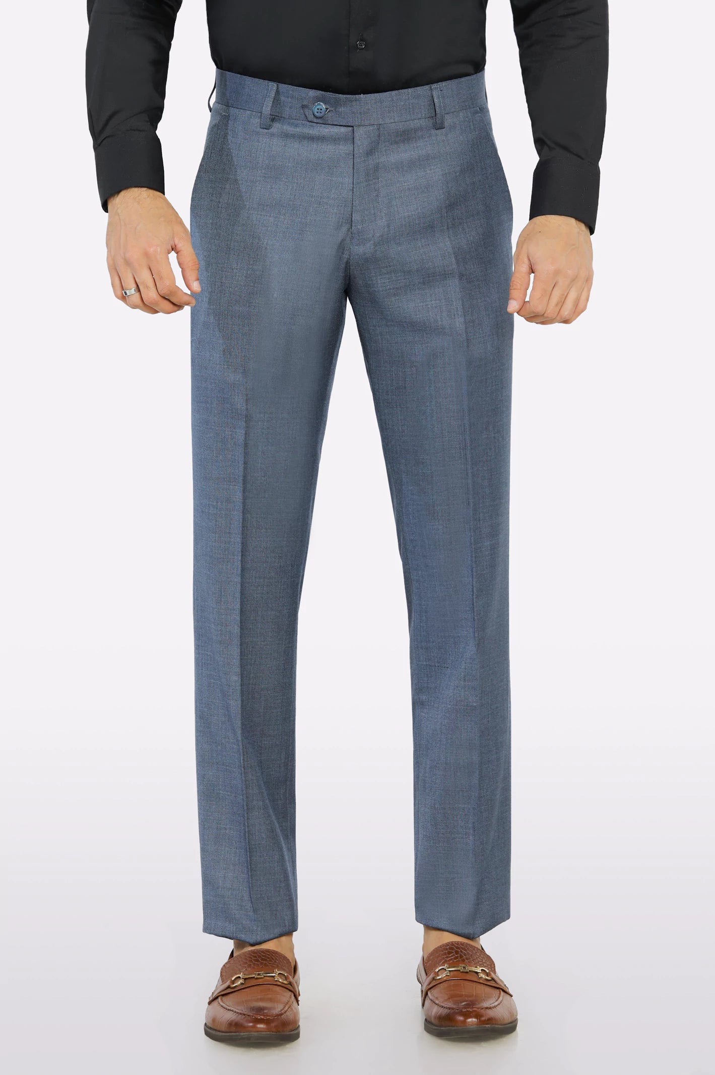 Playful Style Blue Smart Fit Formal Trouser