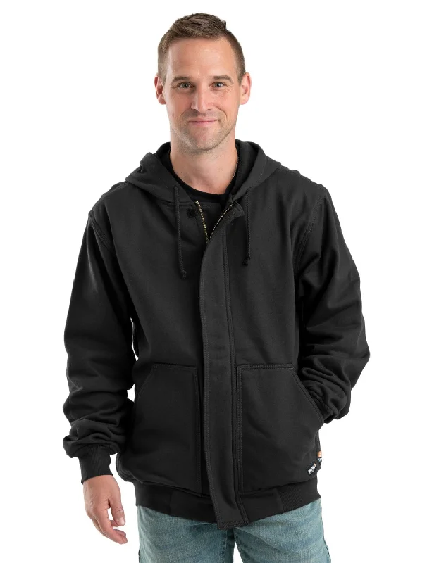 Soft Fashion Berne Mens Black 100% Cotton FR Zip Front NFPA Hooded Sweatshirt