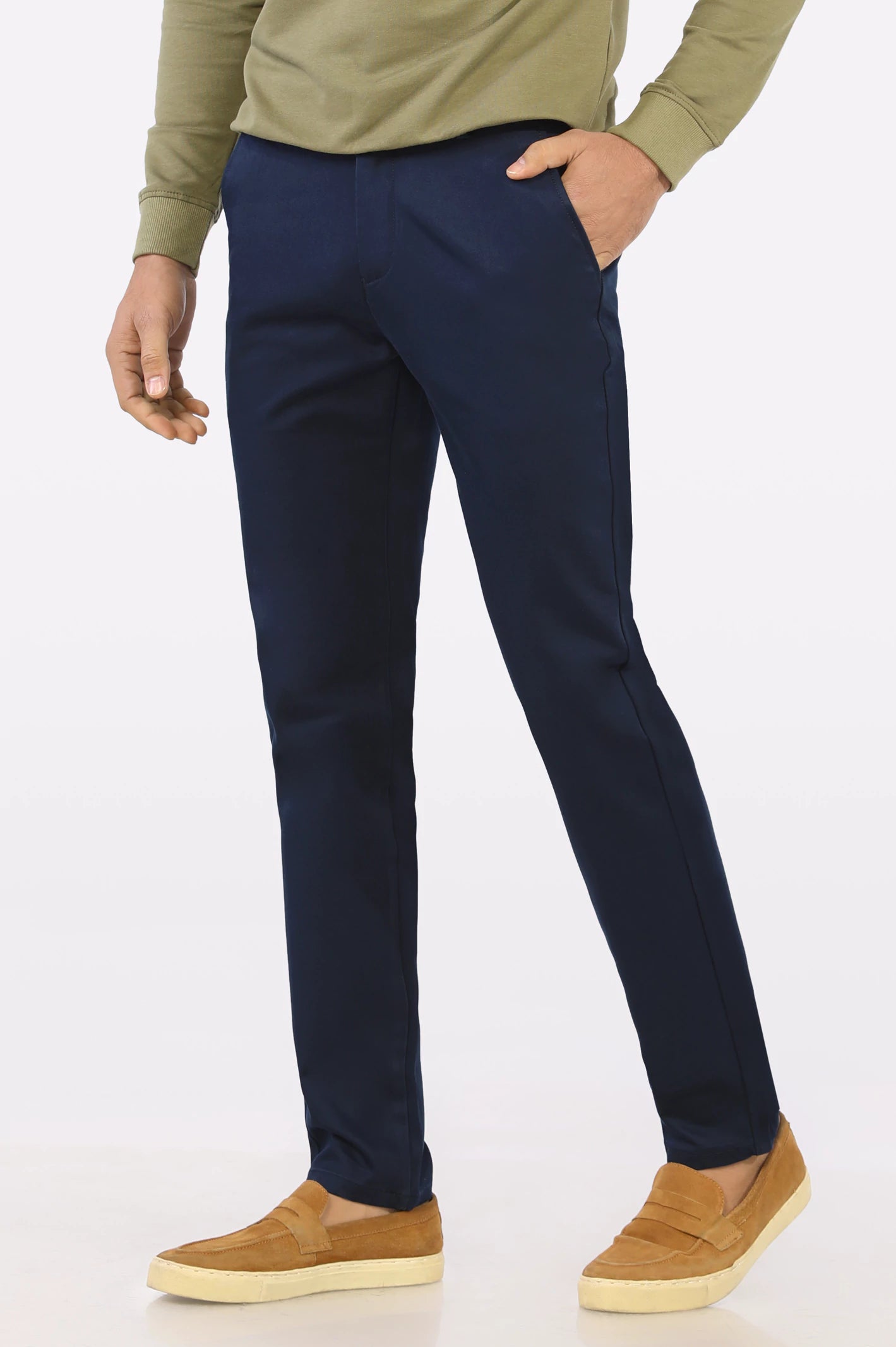 Sports Design Dark Blue Smart Fit Cotton Chino