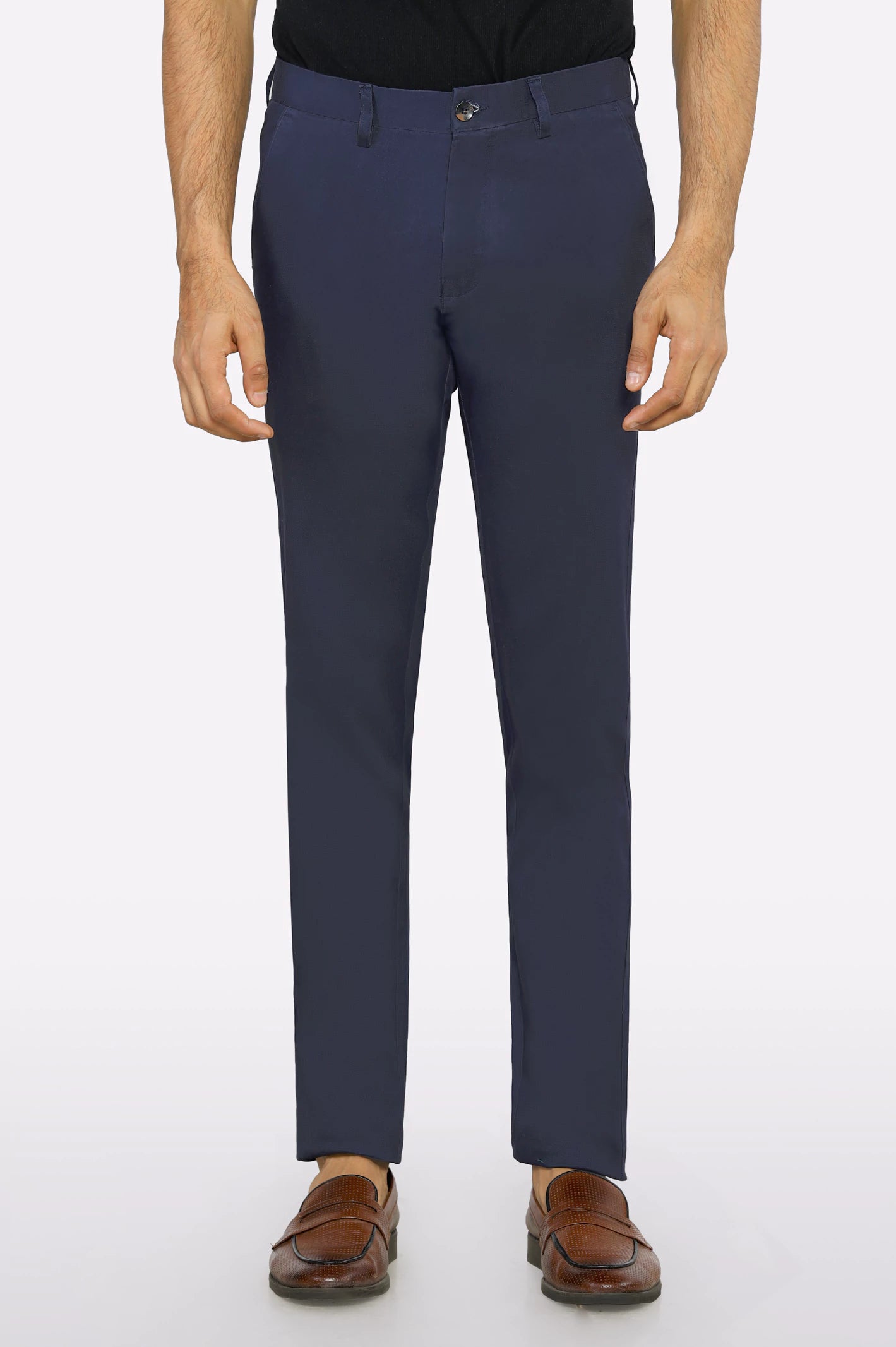 Casual Chic Looks Navy Blue Smart Fit Cotton Chino