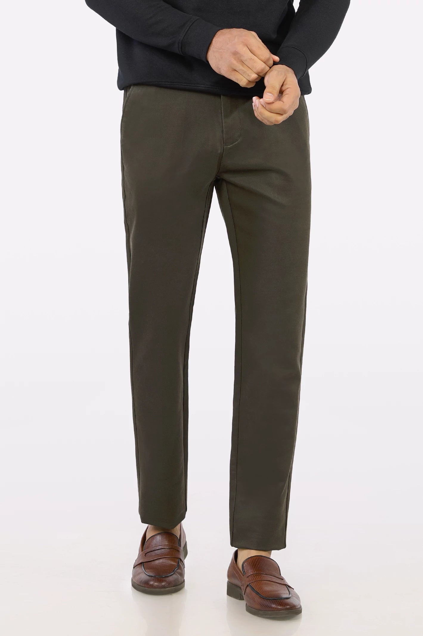 Noble And Elegant Green Smart Fit Cotton Chino