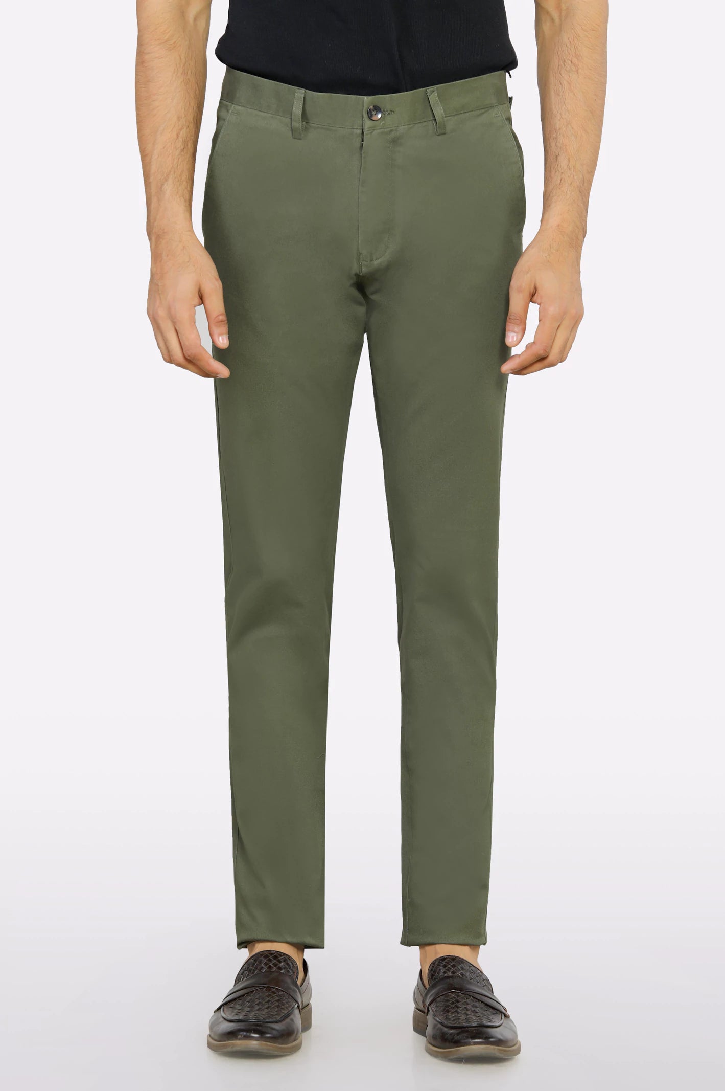 Elegant And Elegant Olive Smart Fit Cotton Chino