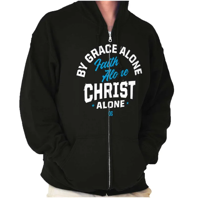 Comfortable Outfits Grace Faith Christ Alone Zip Hoodie