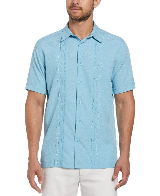 Big & Tall Miami Dolphins Geo Embroidered Panel Chambray Shirt