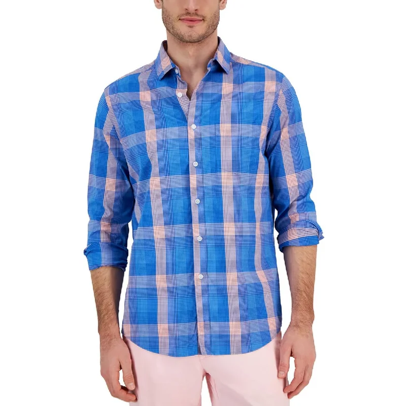 Easygoing Style Club Room Mens Plaid Classis Fit Button-Down Shirt