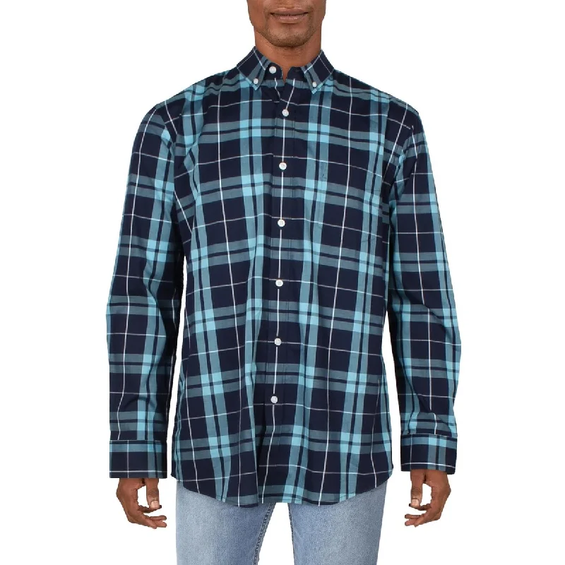 Club Room Mens Plaid Dress Button-Down Shirt