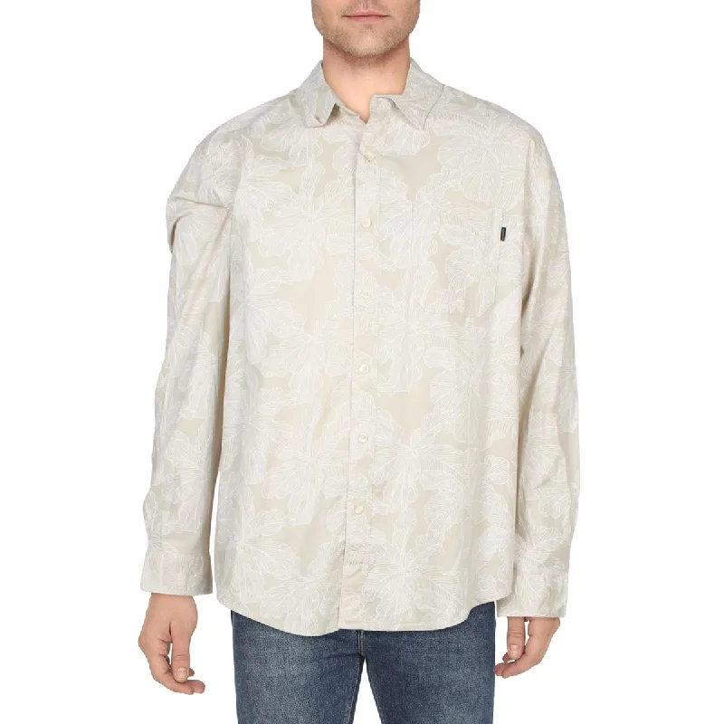 Dockers Mens Regular Fit Leaf Print Button-Down Shirt