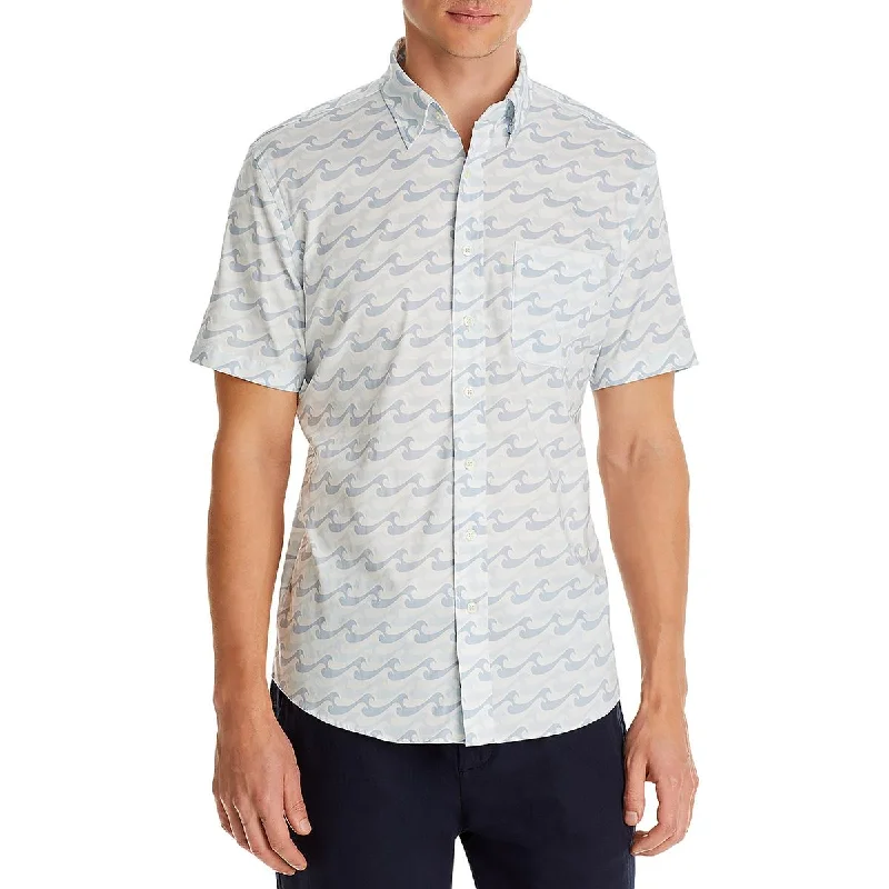 Faherty Mens Printed Wrinkle Resistant Button-Down Shirt