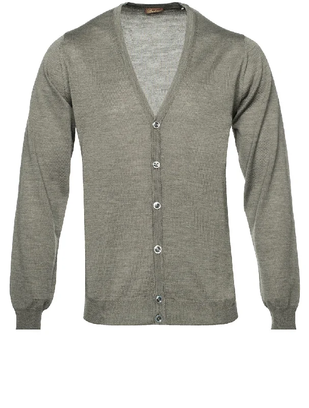 Fine Merino Wool Cardigan Olive