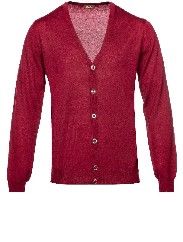 Fine Merino Cardigan Red