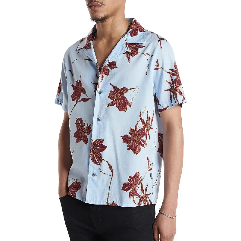 John Varvatos Mens Cotton Floral Print Button-Down Shirt