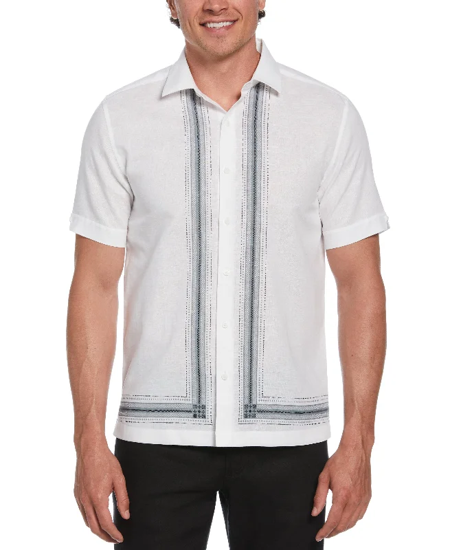 Linen Blend L-Shaped Deco Pattern Shirt