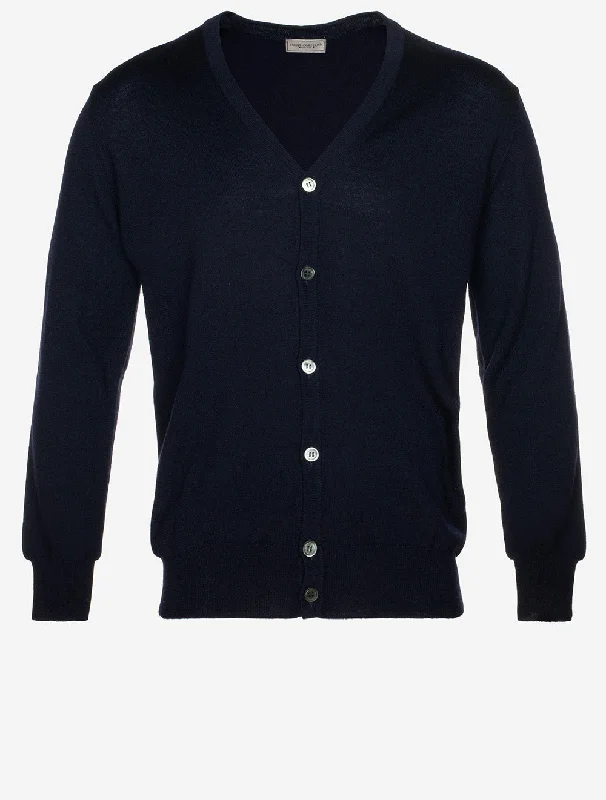 Merino Wool Cardigan Navy