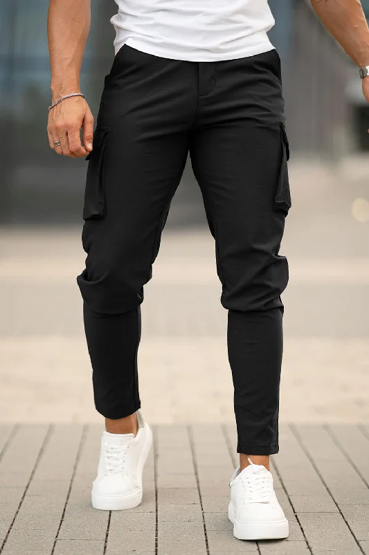 Men Casual Cargo Pant - Black