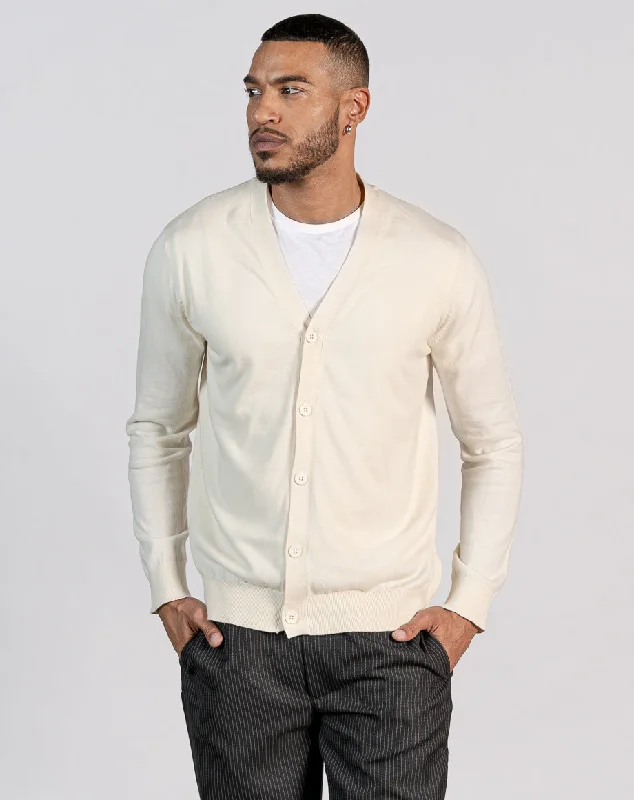 ESSENTIAL KNITTED CARDIGAN - ECRU