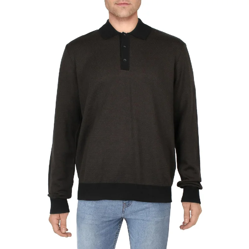 Rag & Bone Mens Long Sleeve Textured Polo