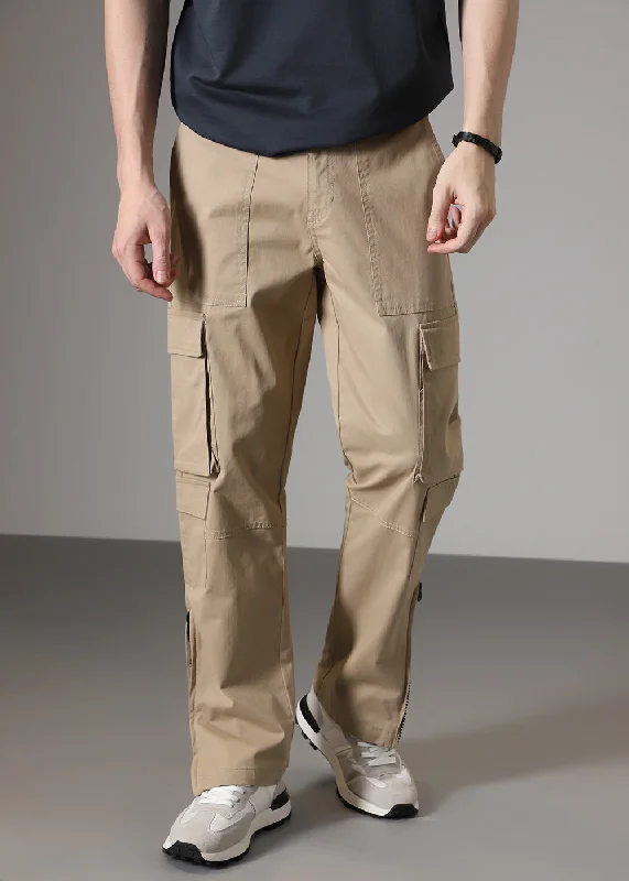 Sepia Brown Zipper Cargo Pant