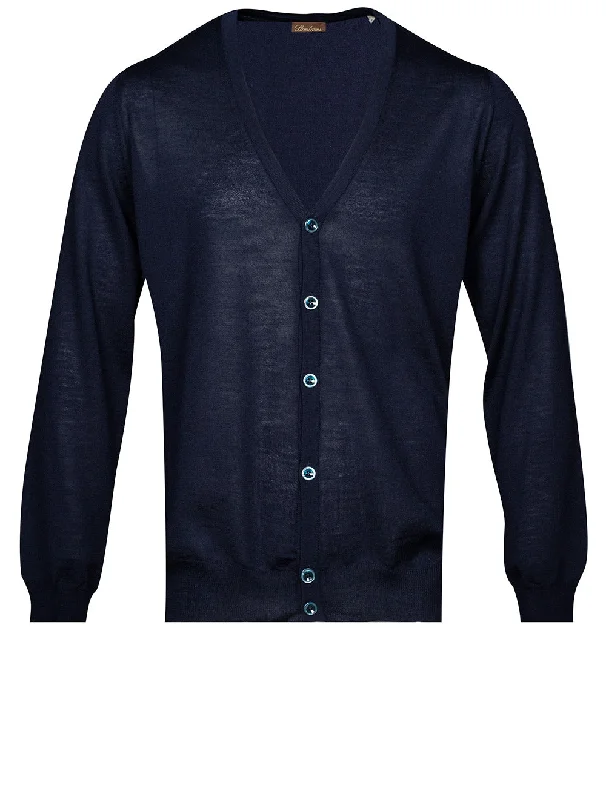 Navy Merino Wool Cardigan