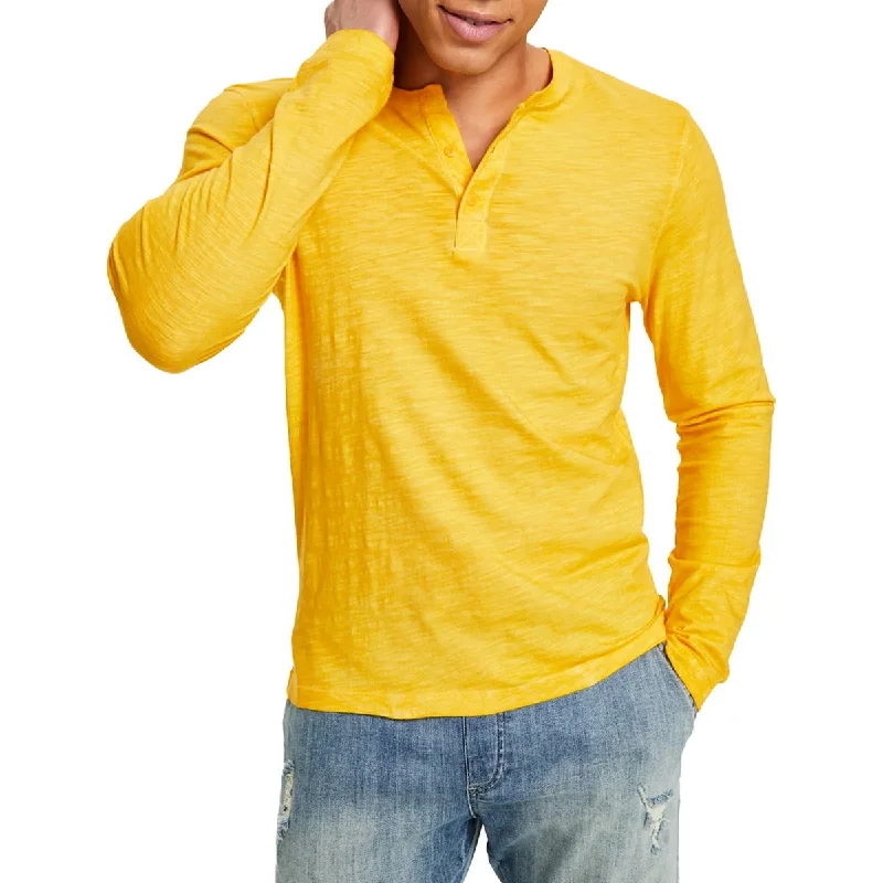 Sun + Stone Mens Slub Crewneck Henley Shirt