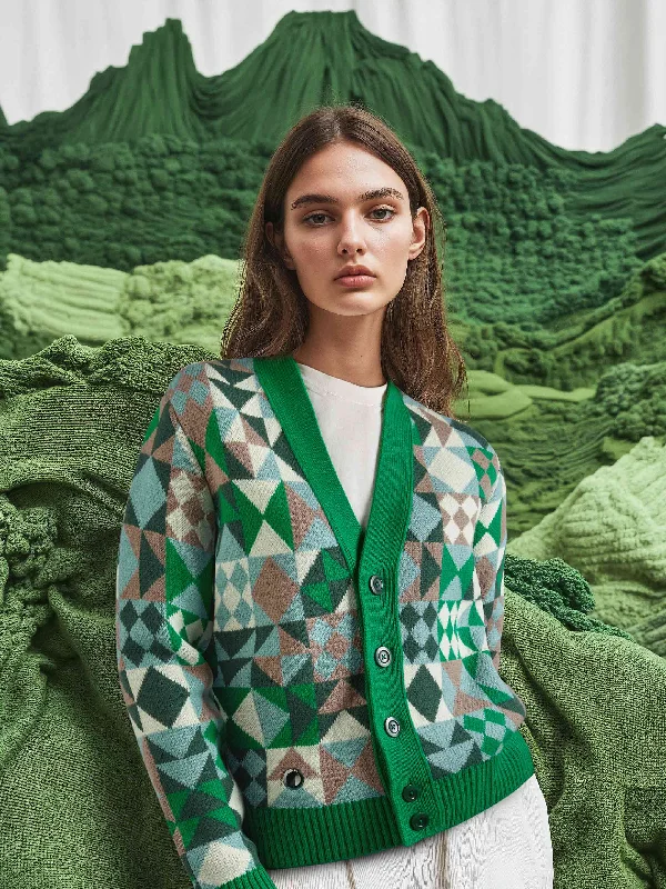 The Patchwork Cardigan - Bottle Green