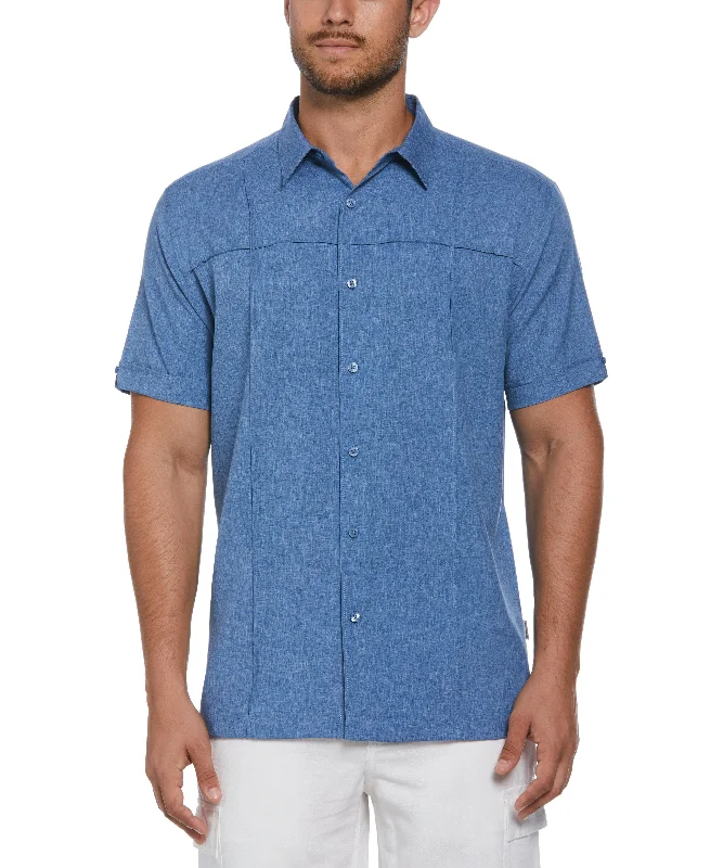 Two-Tone Cross Tuck Chambray Shirt