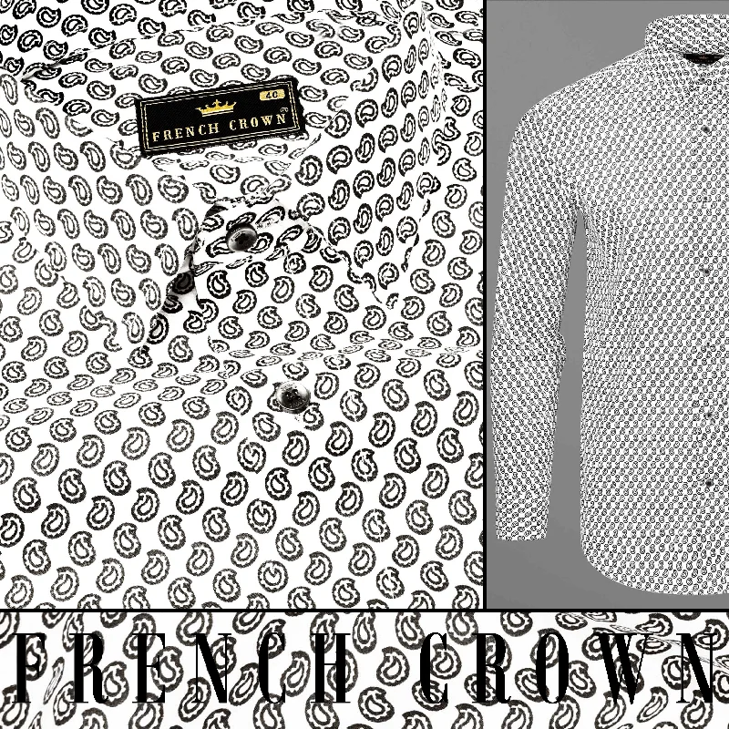 Unique Design Jade Black Paisley Printed Premium Cotton Shirt