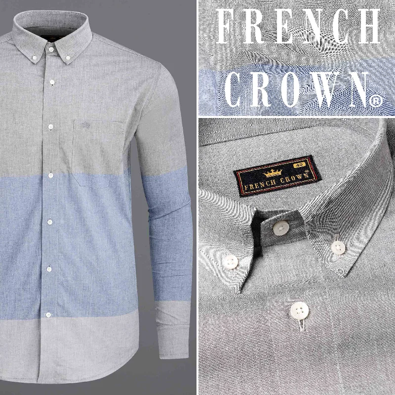 Elegant Tailoring Silver Sand and Cadet Blue Premium Cotton Shirt