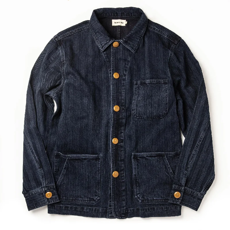 The Ojai Jacket in Washed Indigo Herringbone