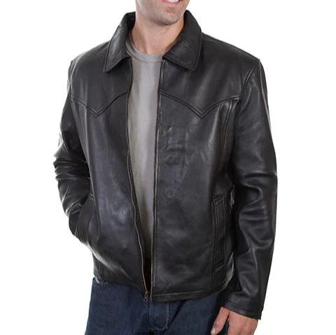 Scully Men's Western Yoke Concealed Carry Leather Jacket in Black