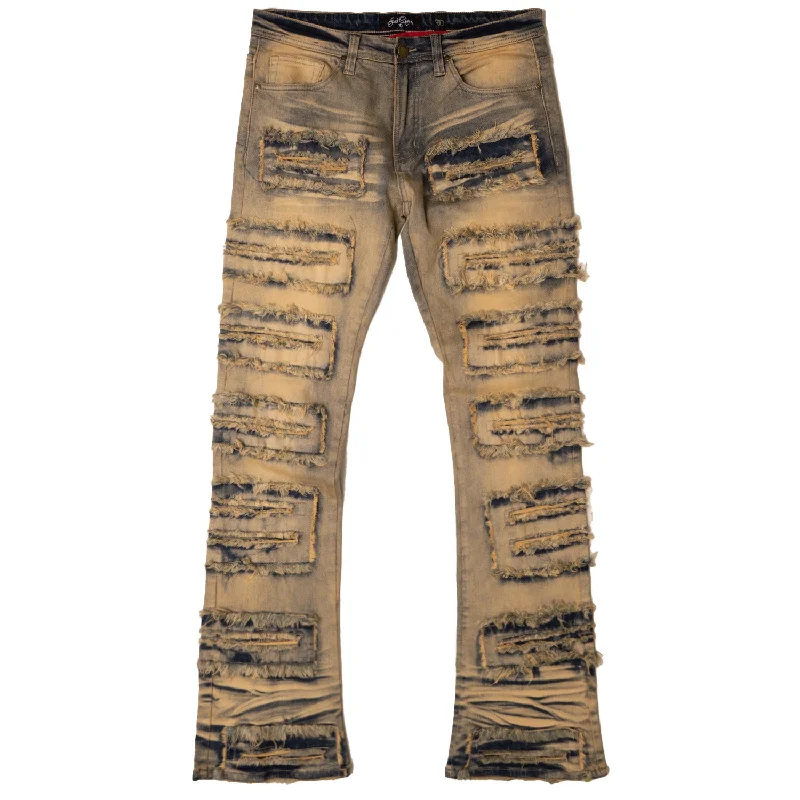 Knitted Design F1732 Cashay Stacked Jeans - Dirt