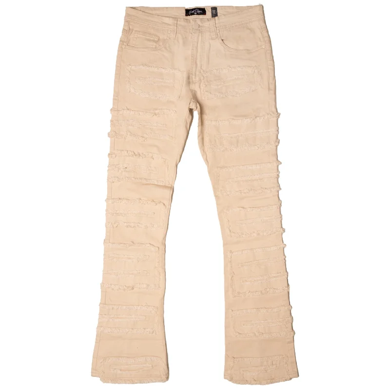 Single-shoulder Neck Design F1732 Cashay Stacked Jeans - Natural