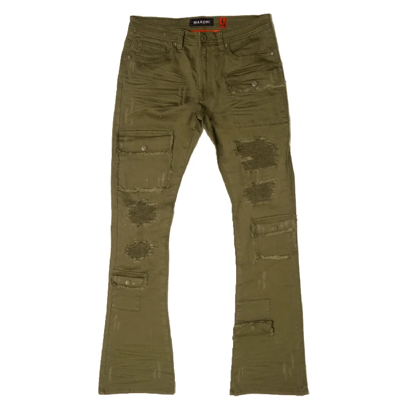 Celebrity Style M1968 Cesare Stacked Jeans - Olive