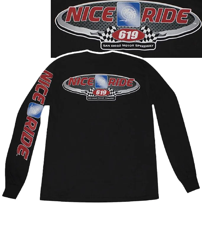 619 Motor Speedway - Black Or White Hanes Men's Long Sleeve Cotton T-Shirt