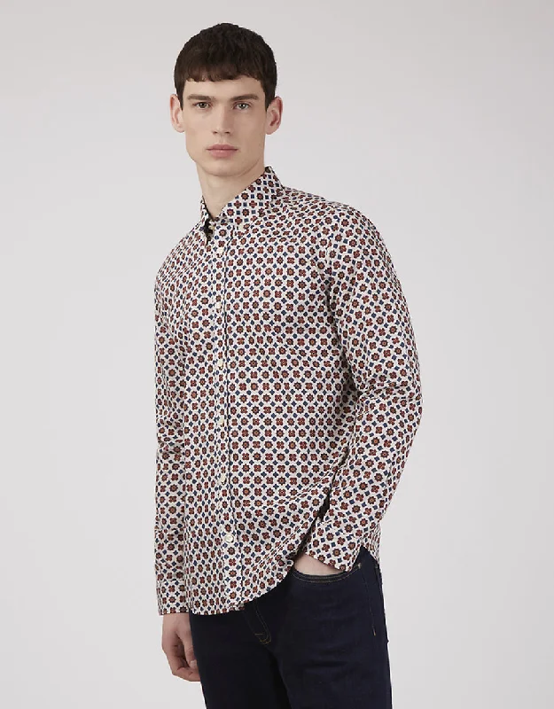 Ben Sherman Foulard Tile Print Claret Shirt