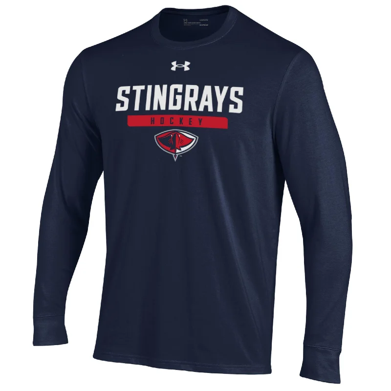 Navy Under Armour Stingrays Hockey Performance Cotton L/S Tee