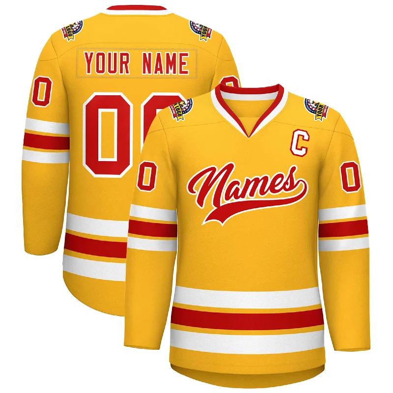 Trendy Traveler Custom Gold Red-White Classic Style Hockey Jersey