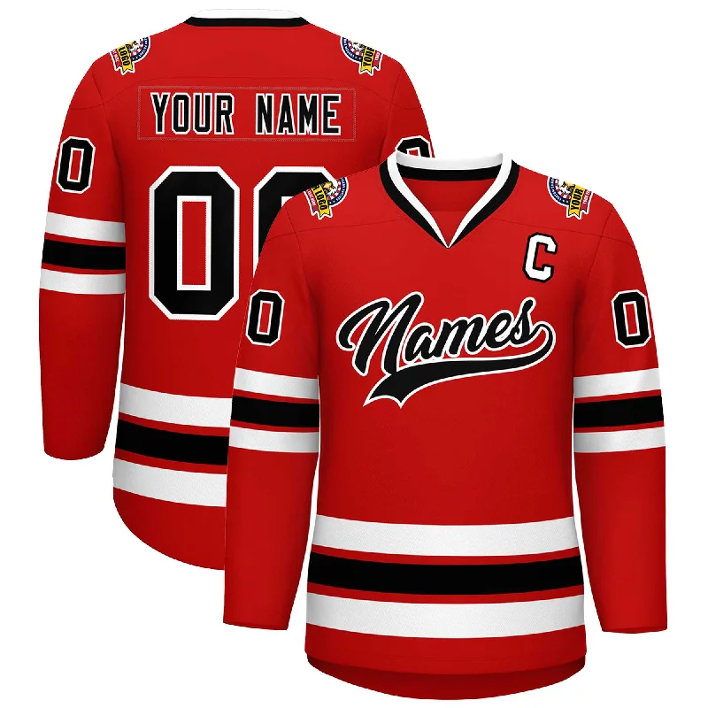 Lively And Youthful Custom Red Black-White Classic Style Hockey Jersey