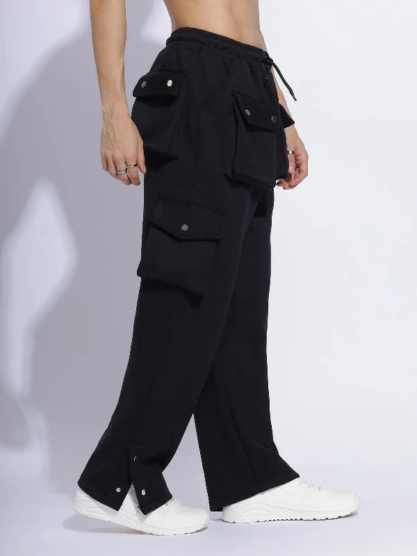 Classic Color Men's 6-Pocket Trendy Black Cargo Pants