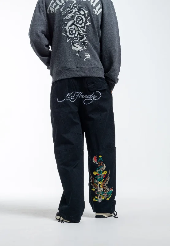 High Street Design Mens Sword-Drag Woven Tech Trouser - Black